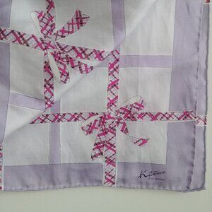 Vintage Kitamura purple with pink bows square silk scarf